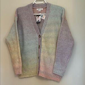 JohnPaulRichard multi colour polyester/acrylic/wool button front sweater size M